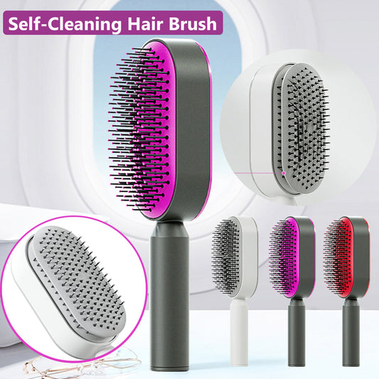 Self Cleaning Hair Brush For Women One-key Cleaning Hair
